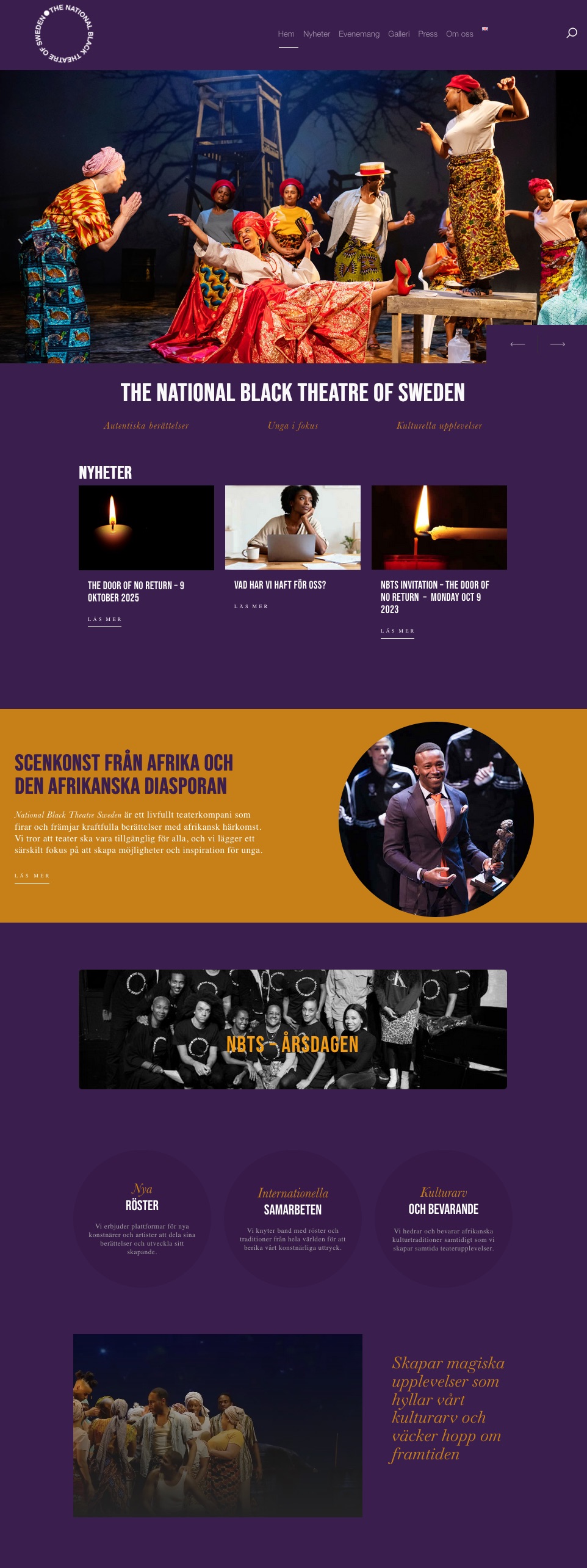 The National Black Theatre of Sweden website design